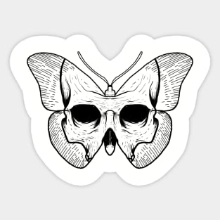 Skull Butterfly Black Ink Sticker